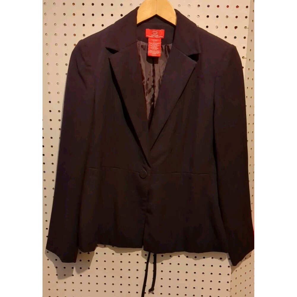 Oscar De La Renta Women's Suit Blazer Jacket Size 6 Wine Purple Tie Back